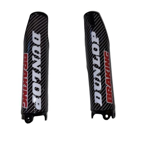 Honda Fork Guards CR125/250 CRF250/450 Black With Carbon Look Graphics Installed