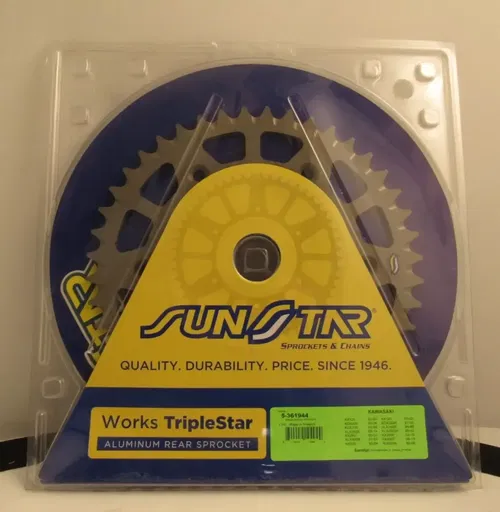 Sunstar 5-361944 Works Triplestar Alum Rear Sprocket, 44T Kawasaki Kx125/250/450