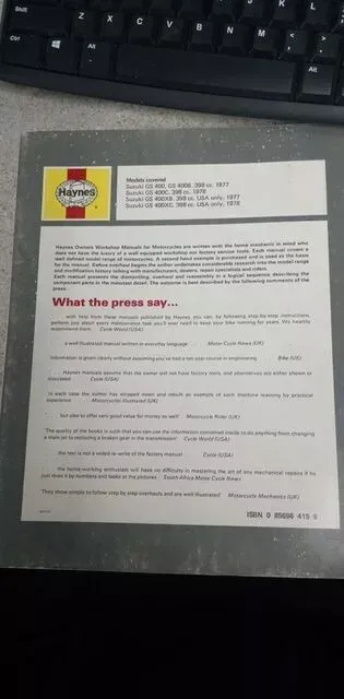 VINTAGE HAYNES SUZUKI GS 400 TWINS 398CC 1976 ON OWNERS WORKSHOP MANUAL-1978