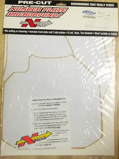 HONDA 1996 97 98 CR80 PRE-CUT WHITE NUMBER BACKGROUNDS N-STYLE NO3-101