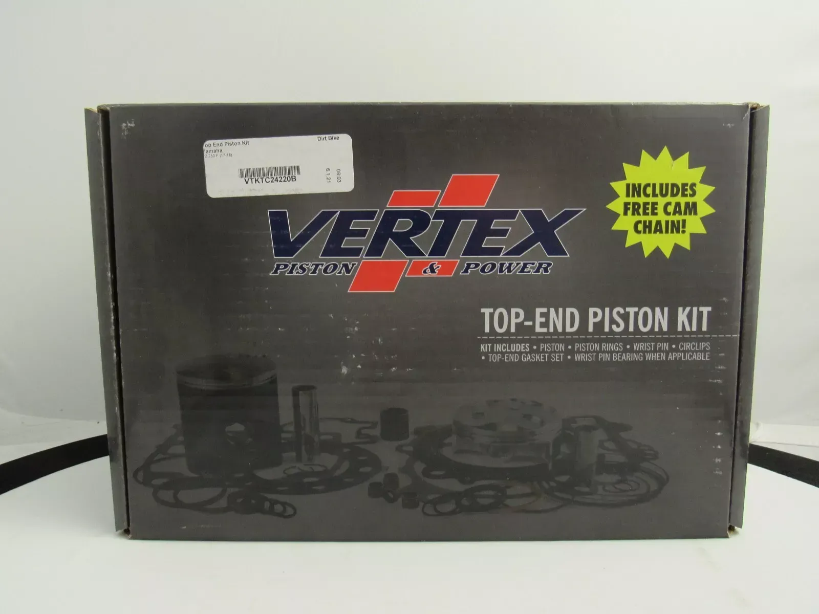 Vertex VTKTC24220B Top End Piston Kit/Cam Chain Yamaha Yz250F 17-18 76.96 13:7:1