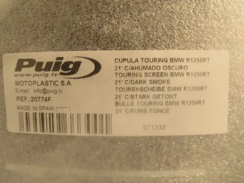 Puig Windshield Dark Smoke Touring 20774F for BMW R 1250 RT 2022 Brand New NOS