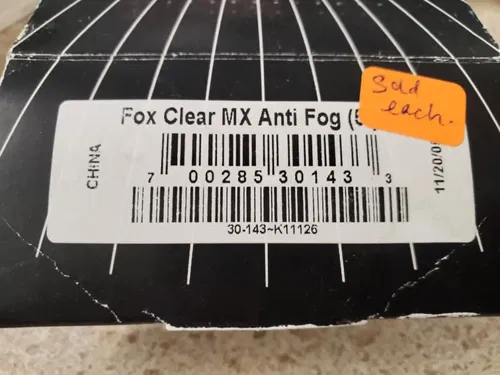 BRAND NEW FOX CLEAR MX ANTI FOG 30-143 K11126 REPLACEMENT LENS SOLD EACH NOS