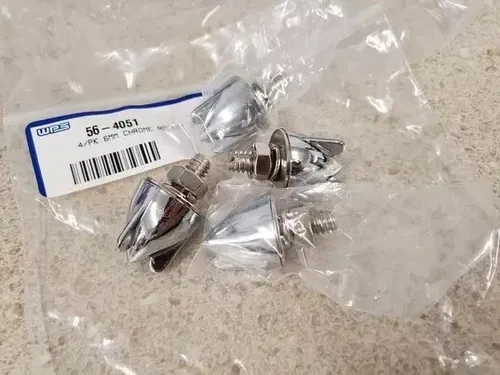 4 PACK 6MM CHROME BULLET ROCKET BOLT EMGO WPS# 56-4051