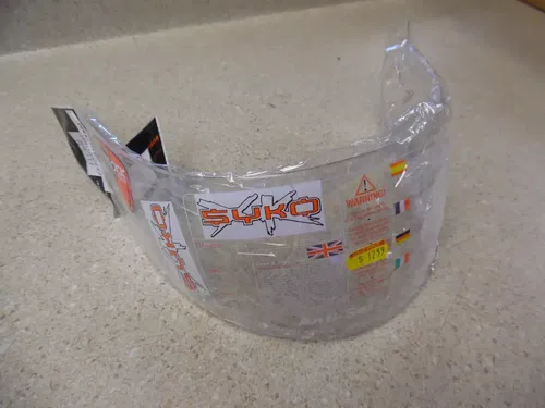 08-12  117492 SYKO SHIELD PLASTIC CLEAR LENS NEW FOR COMET/FLASH/YAKUZA HELMETS