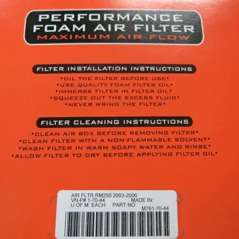 MOOSE M761-70-44 FOAM AIR FILTER 03-06 RM 250  05-06 RMZ 450 NOS