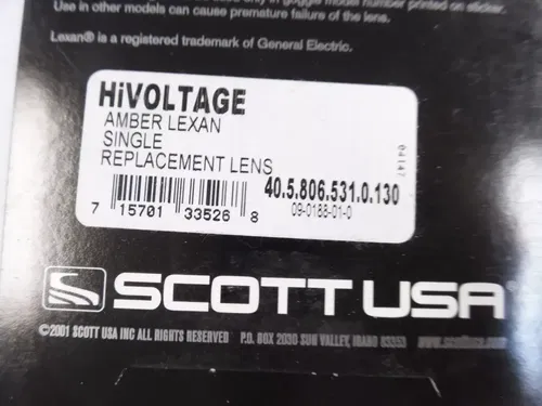 BIN12:D 06-118 09-0188-01-0 SCOTT REPLACEMENT LEXAN LENS AMBER FOR HI VOLTAGE
