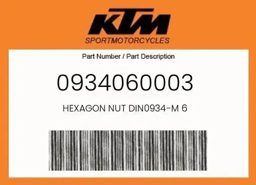 GENUINE OEM KTM HEXAGON NUT/ 0934060003