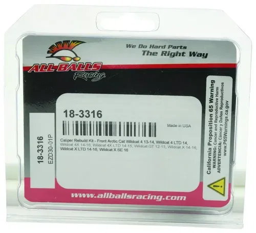 All Balls Caliper Rebuild Kit Front #18-3316 Arctic Cat Wildcat 1000/1000i GT
