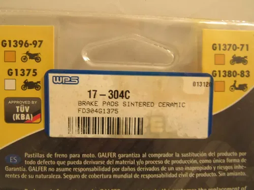 Galfer Sintered Ceramic Brake Pads FD304g1375 17-304C KTM 450/560 SMR 07-08 NOS