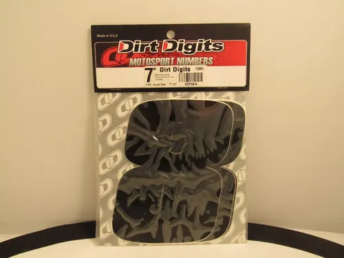 Dirt Digits Motosport Numbers 7" 8 (3 Pack) 12 Mil 7"X5" Actual Size DD73B-0 NOS