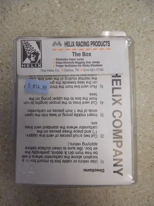 HELIX RACING PRODUCTS THE BOX FOR VAPOR LOCKS/ BOGGING BRAND NEW UNUSED