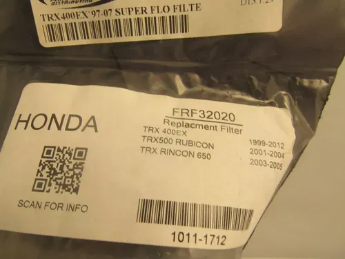 No Toil Pre Oiled Air Filter HONDA Trx400EX 99-12 /Trx500 Rubicon/ FRF32020 NOS