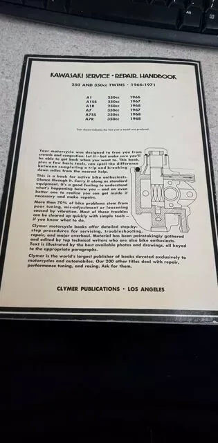 CLYMER PUBLICATIONS KAWASAKI SERVICE REPAIR HANDBOOK 250 350CC TWINS 1966-1971