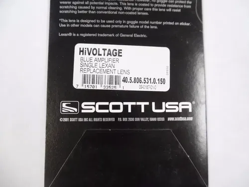 BIN8:D 06-85 6580-802 SCOTT REPLACEMENT LEXAN LENS BLUE AMPLIFIER HI VOLTAGE