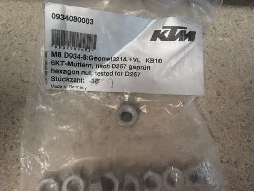 BIN60A-KTM- 0934080003- HEXAGON NUT- M-8   N.O.S.