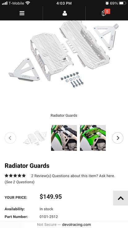 Devol Radiator Brace/Guard Kit Kawasaki KX