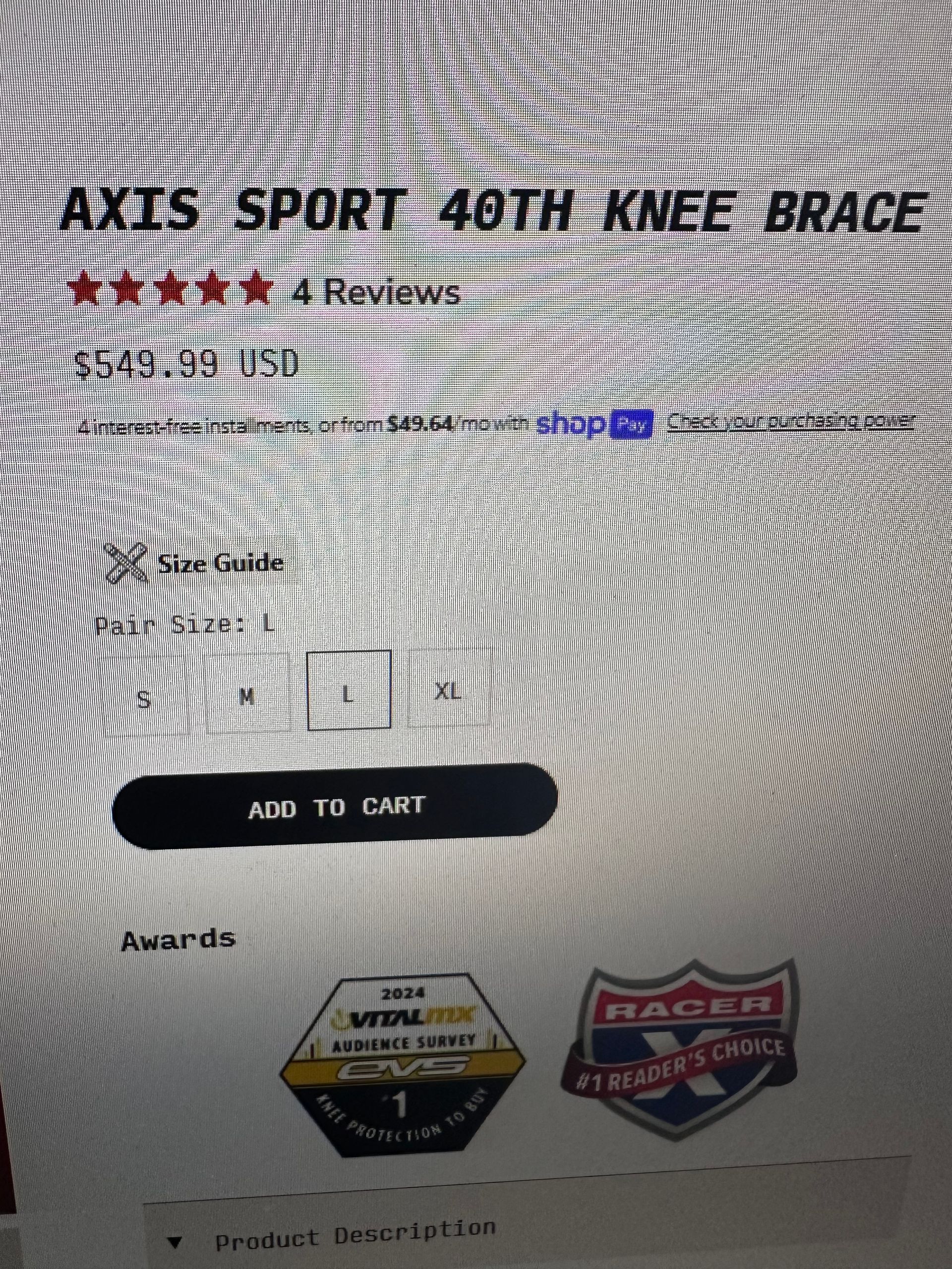 NEW EVS Large Axis Sport 40th Anniversary Knee Braces