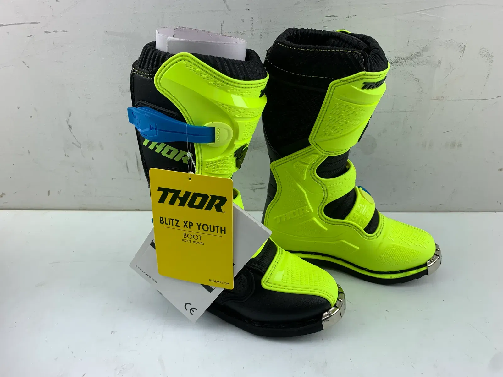 Thor Youth Blitz XP MX Boots - Flo Green/Black/Blue - Youth US Size 2