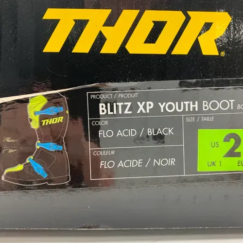 Thor Youth Blitz XP MX Boots - Flo Green/Black/Blue - Youth