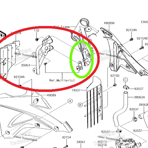 14-21 Kawasaki KX85 Frame - 32160-0671-18R