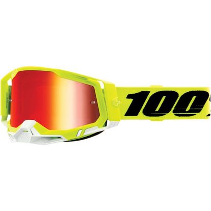 100% Racecraft Gen2 Goggles Fluo Yellow w/Red Mirror Lens