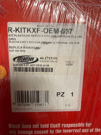 R-tech Oem Plastic Kit 5pcs KX 450 2016-2018 