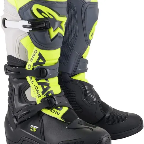 Alpinestars Tech 3 Boots Blk/Cool Grey/Ylw/Fluo Sz 12