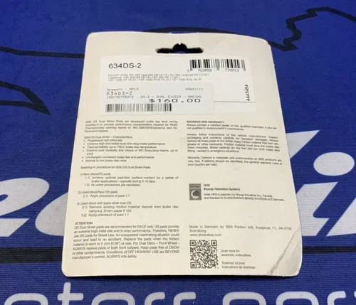 SBS Racing Sintered Front Brake Pads YZF-R6 2005-2020, R1 2015-2021 634DS-2