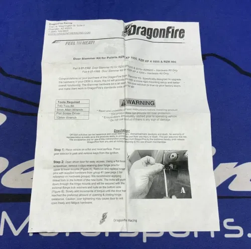 DragonFire Pursuit Door Panel Hardware Kit RZR 900 2015-2019 522326