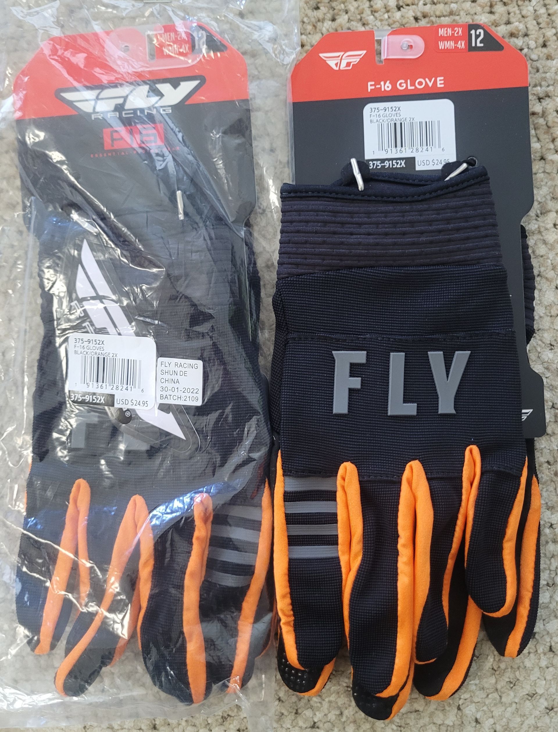 2 Pair Fly F16 Glove Men's 2xl Size 12 