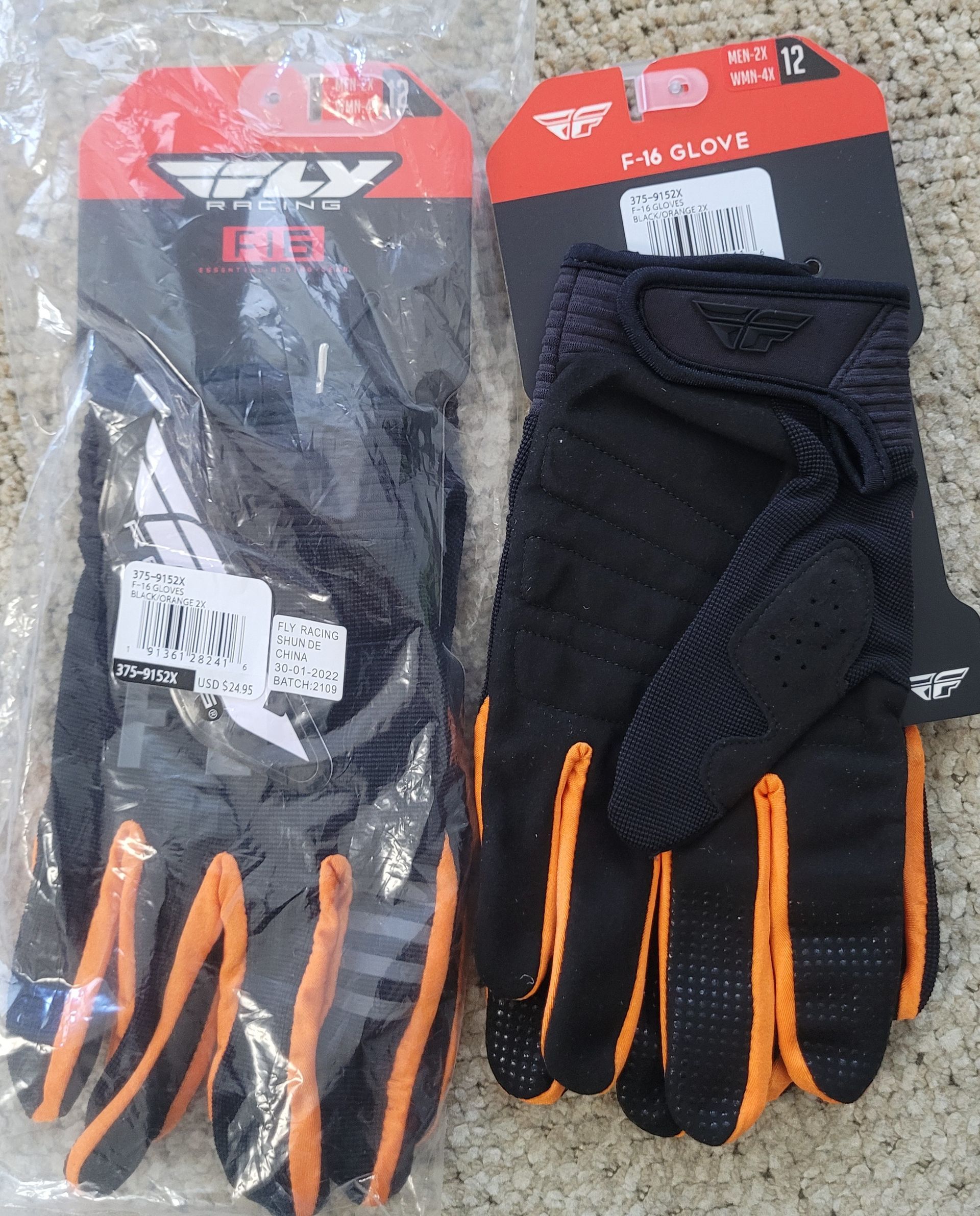 2 Pair Fly F16 Glove Men's 2xl Size 12 
