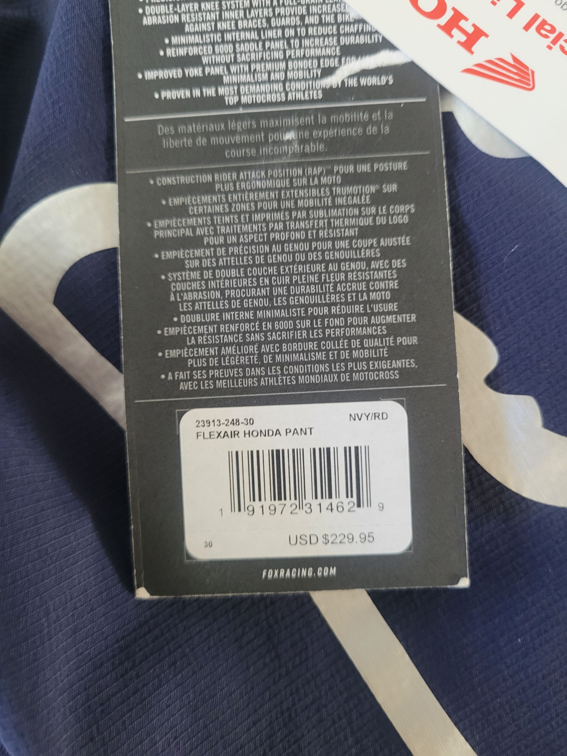 Fox HONDA Co-Lab Flexair Pant 30" 