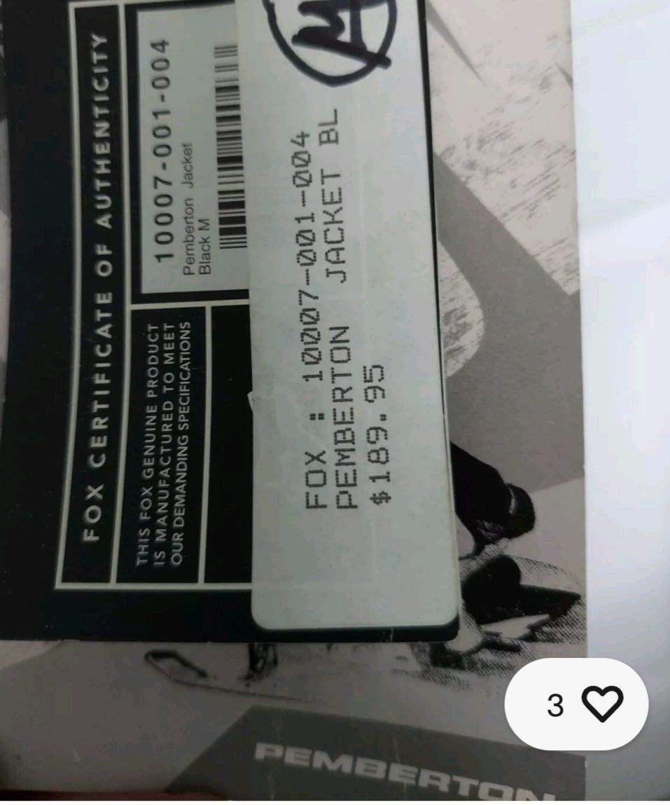 Fox Racing Pemberton Snowmobile/snowboard Jacket Medium