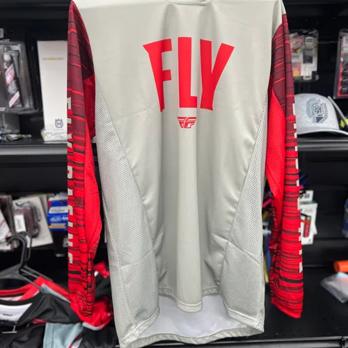 FLY RACING KINETIC WAVE JERSEY LIGHT GREY/RED LG
