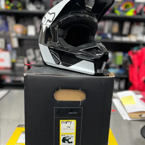 Fox Racing V1 Revn Youth Helmet 25875-018-YM Black/White