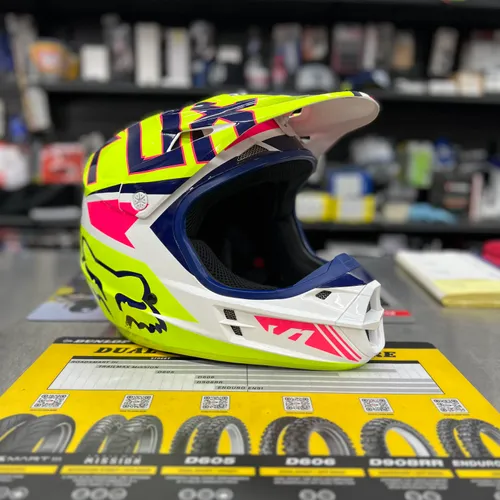 FOX V1 Motocross Helmet Navy /White/Pink XL