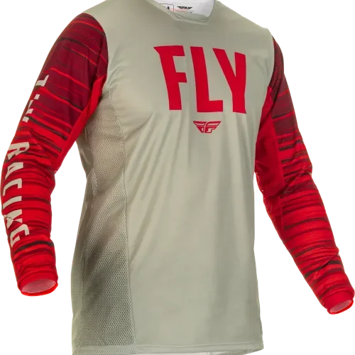 FLY RACING KINETIC WAVE JERSEY LIGHT GREY/RED Med