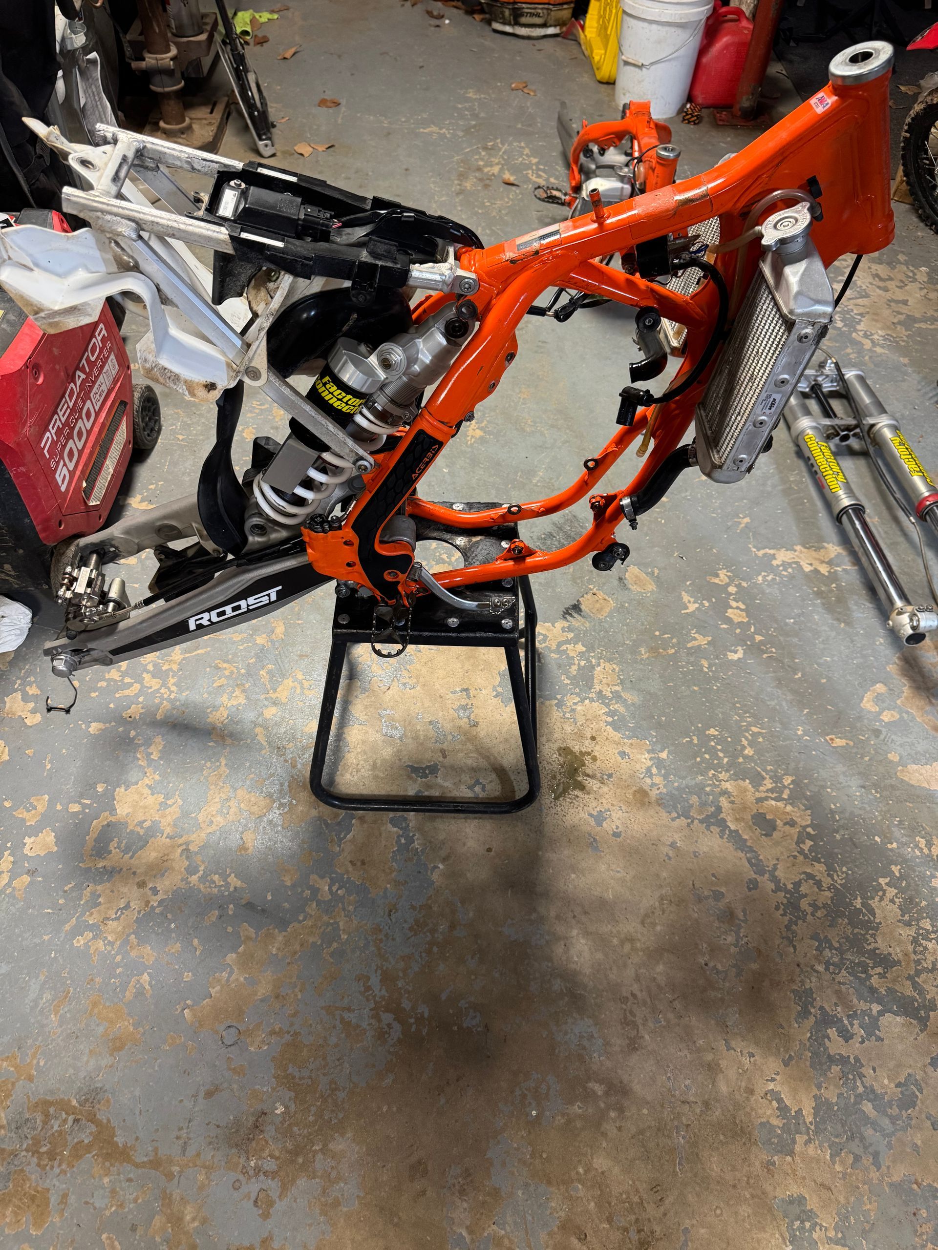 2023 KTM 85 Frame, Swing Arm, Subframe, And Radiators With Rear Shock.