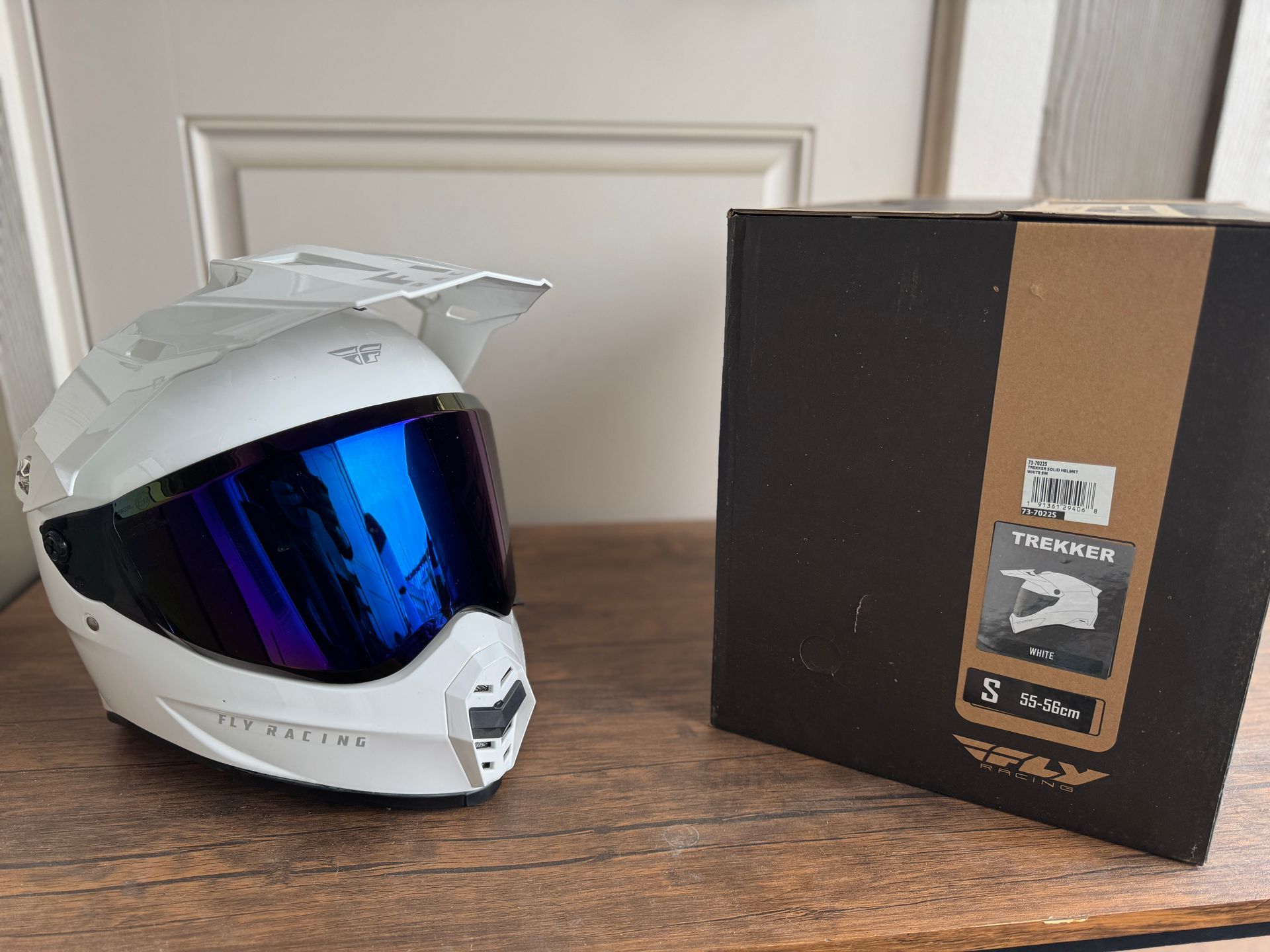 Fly Racing Trekker Helmet (Small) + Extra Blue Iridium Visor