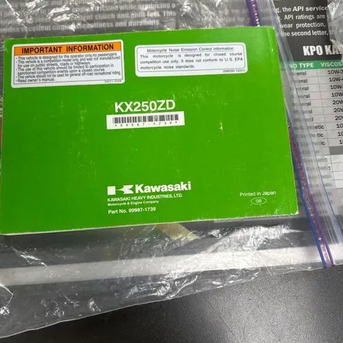 2013 Kawasaki KX250F Owners Manual With Mapping Plugs And Tools 