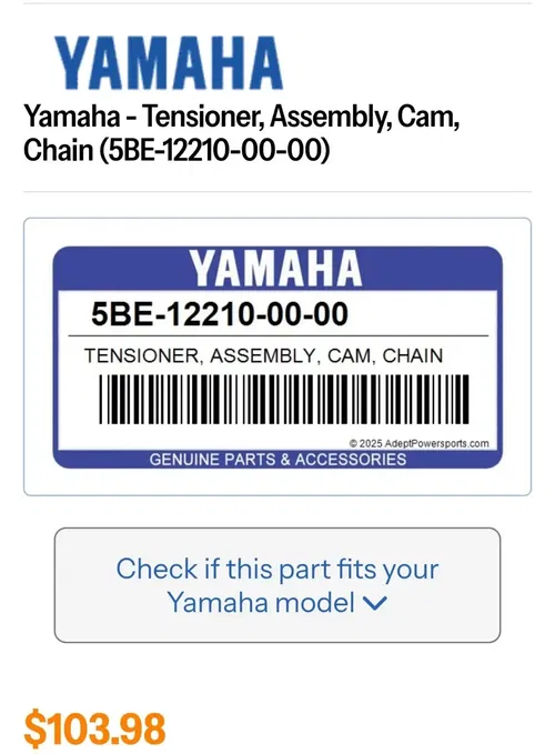 2002 1998-2002 Yamaha YZ250F YZ 250F Cam Chain Tensioner Camshaft Tensioner OEM