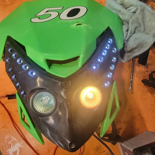 2008 Kawasaki Klx140 Headlight With Fron Fairing Acerbis Led Light Assembly