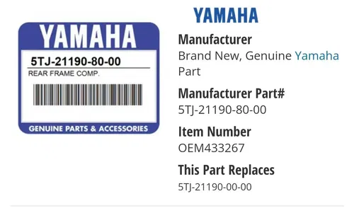 2003 2003-2006 YAMAHA WR450F WR250F SUBFRAME REAR SUB FRAME 5TJ-21190-00-00 OEM