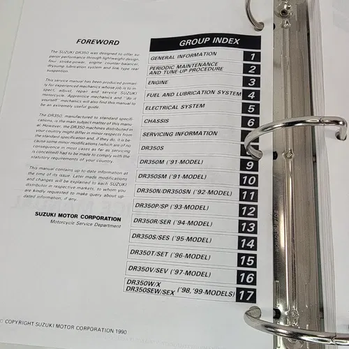 1991-1998 Suzuki Dr350 Dr350s Service Manual  Dr 350 350s Repair Shop Parts List