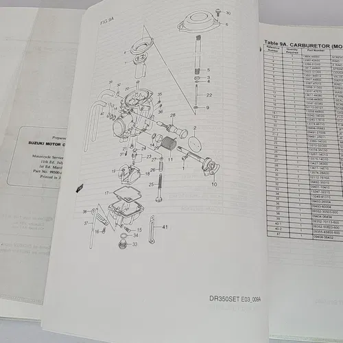 1991-1998 Suzuki Dr350 Dr350s Service Manual  Dr 350 350s Repair Shop Parts List