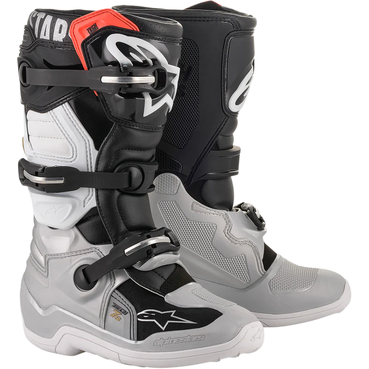 Alpinestars Youth Tech 7S Boots - Black/Silver/White/Gold Alpinestars Youth Tech 7S Boots - Black/Silver/White/Gold