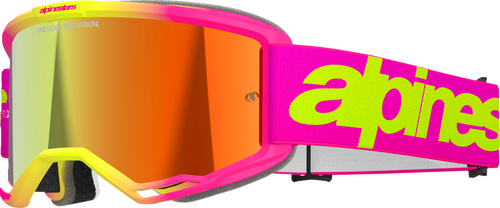 Alpinestars Vision 5 Wordmark Goggles - Pink/Yellow Fluo - Red Mirror