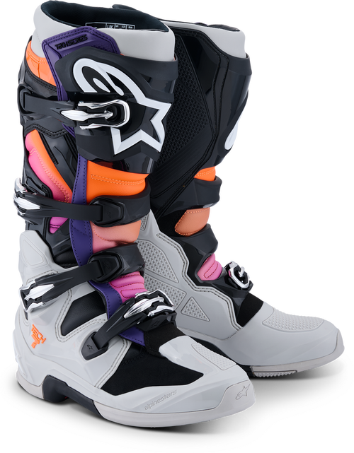 Alpinestars Tech 7 Boots - Black/Light Gray/Orange Fluo/Magenta - MX26