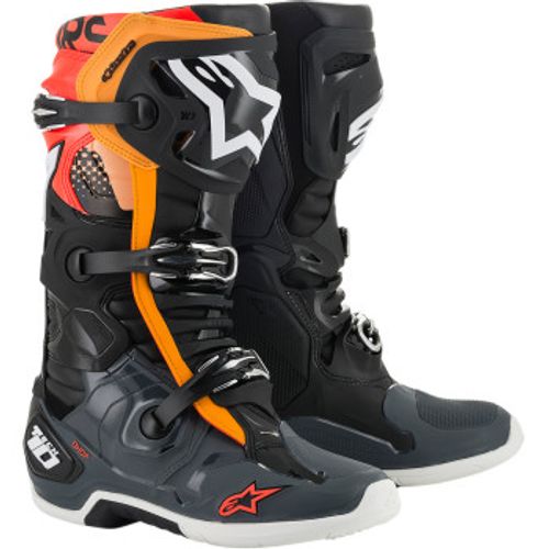 Alpinestars Tech 10 Boots- Black/Gray/Orange- ALL SIZES